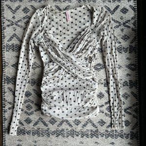 mesh polka dot shirt